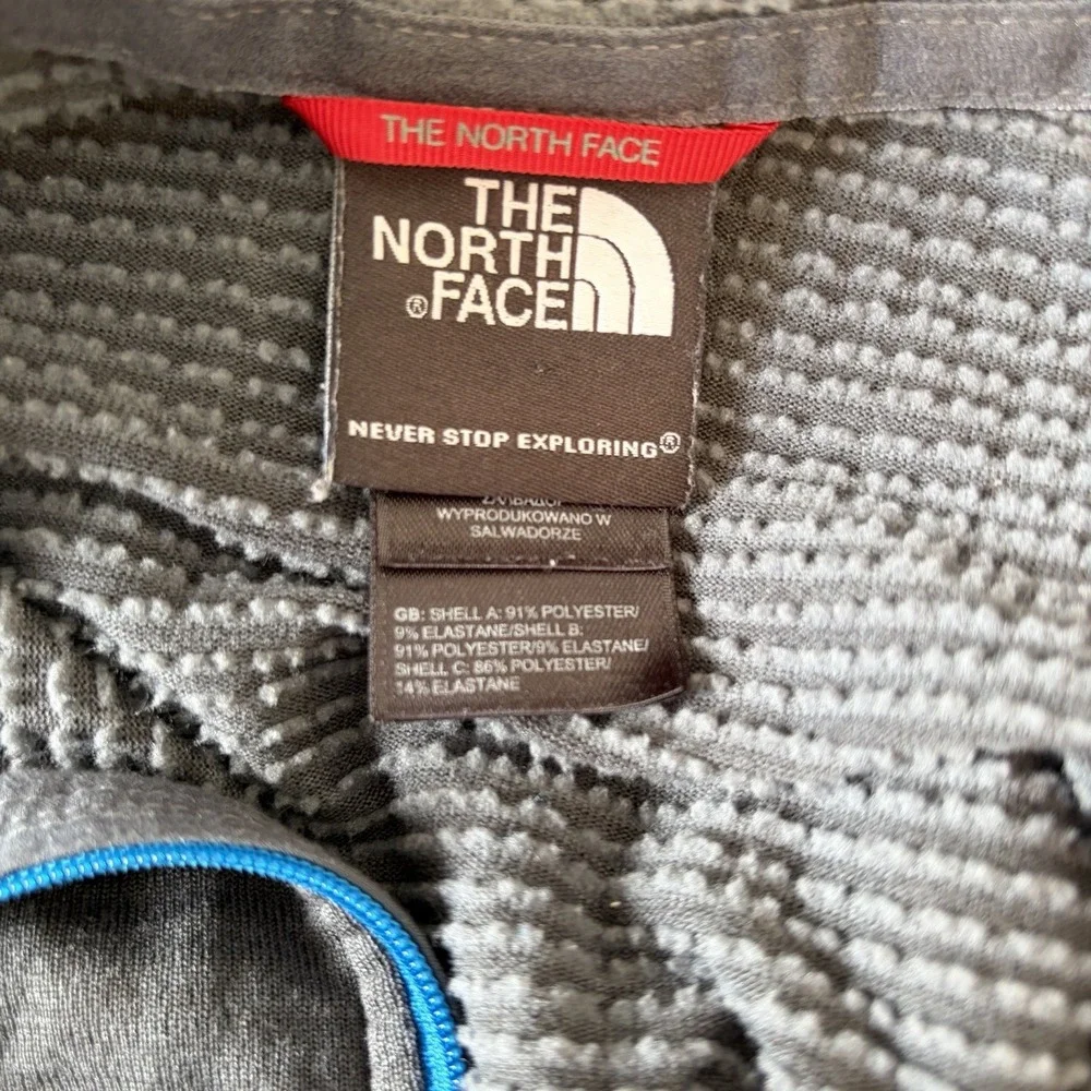 The North Face Small 1/2 Zip Pullover Gray Blue Grid Fleece Long Sleeve Jacket